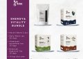 Energy & Vitality Bundle by Amu Nutrition displayed on a light background. Includes Adzuki Beans, Daily Detox Tea, Himalayan Buckwheat Tea, Balanced Digestion Tea, and details of a 14-day diet plan with a private coach. Branding details are shown.